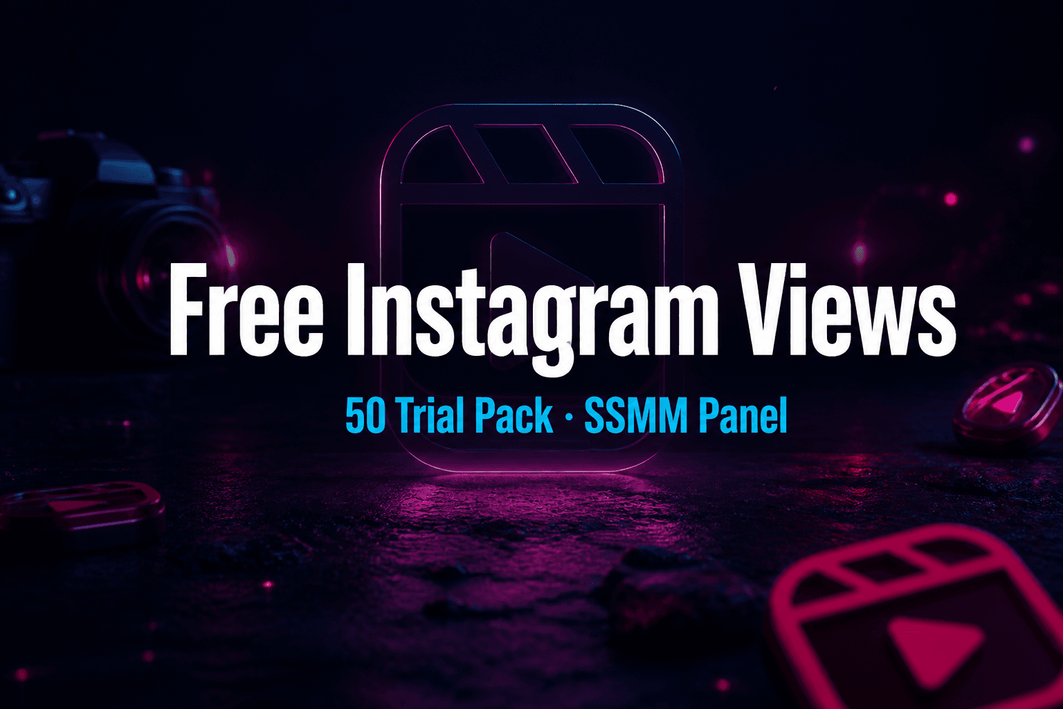 Sampul paket Views Instagram Gratis — uji 50 views di SSMM Panel