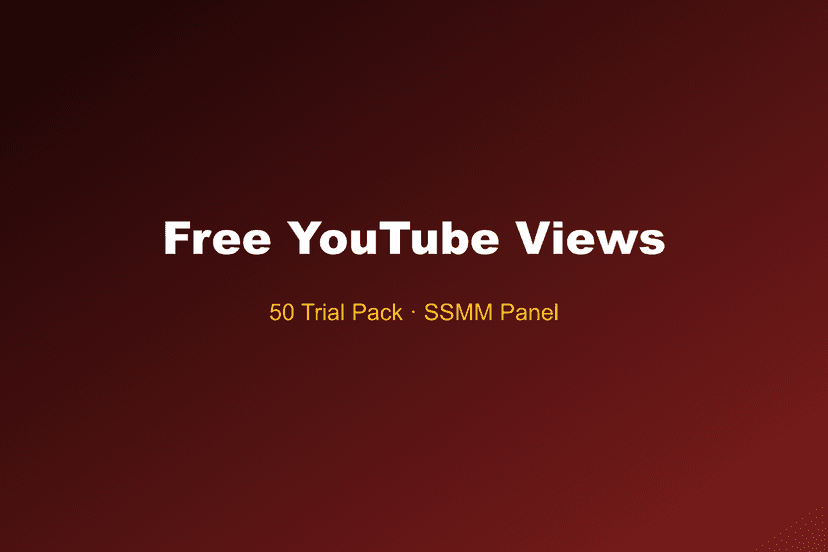 Sampul paket Views YouTube Gratis — uji 50 views di SSMM Panel